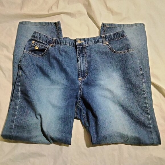 Gloria Vanderbilt Blue Jeans Womens Size 16P (32x27) Straight Stretch - Picture 1 of 6